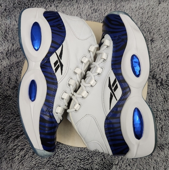 Reebok Panini Question Mid Prizm White Blue Basketball HQ1097 Men’s Size 9 - Picture 6 of 9